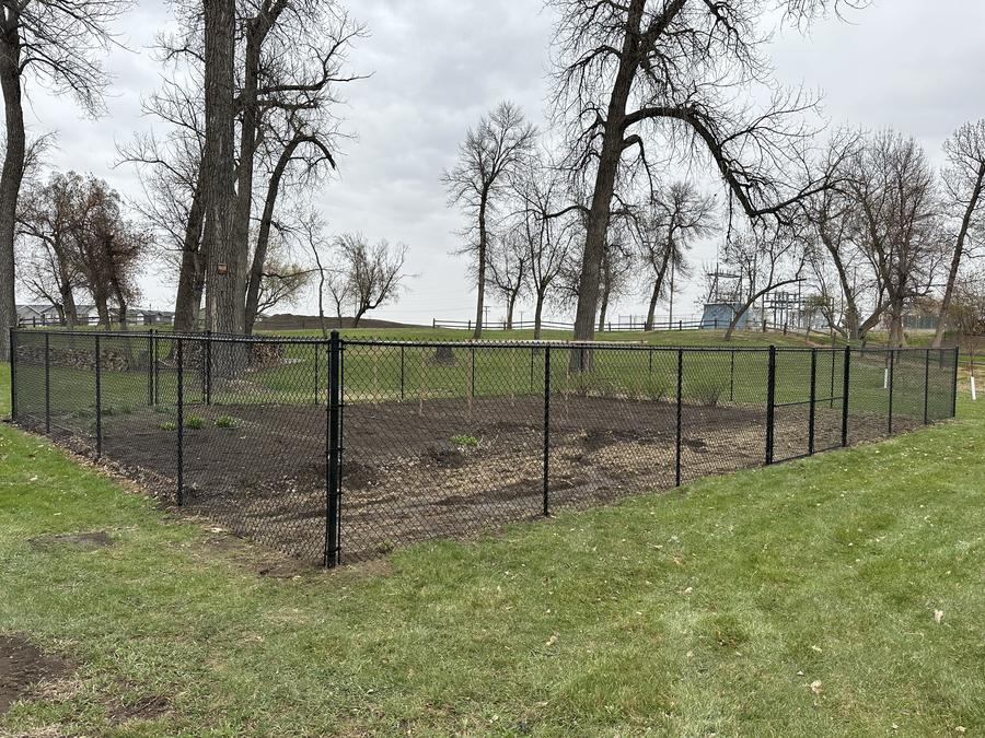 Black chain link fence line