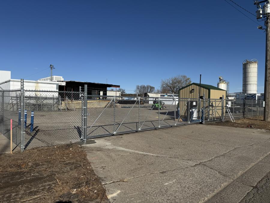 Industrial chain link fence around a commercial yard